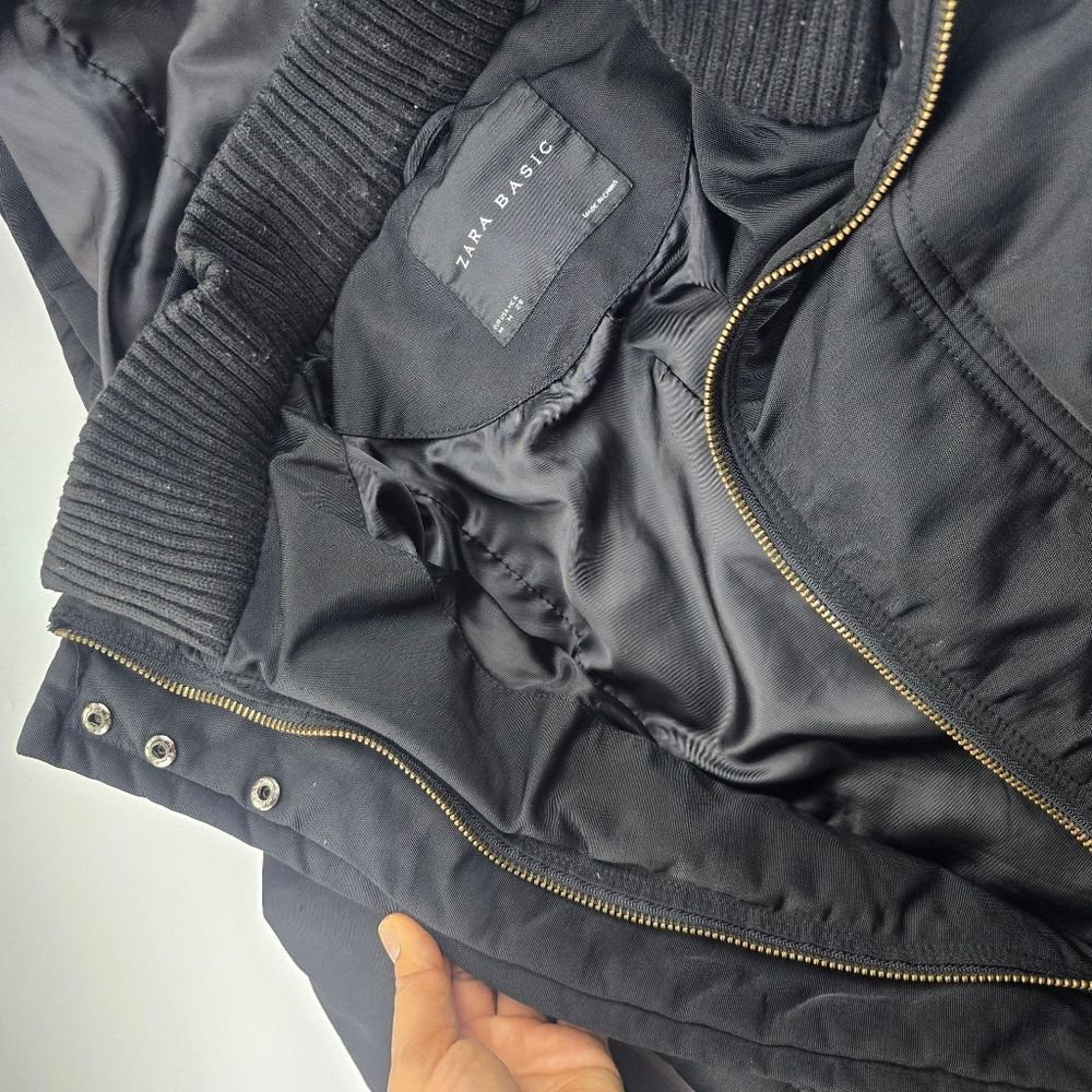 Zara Basic Black Snap Button Pockets Full Zip Bel… - image 6